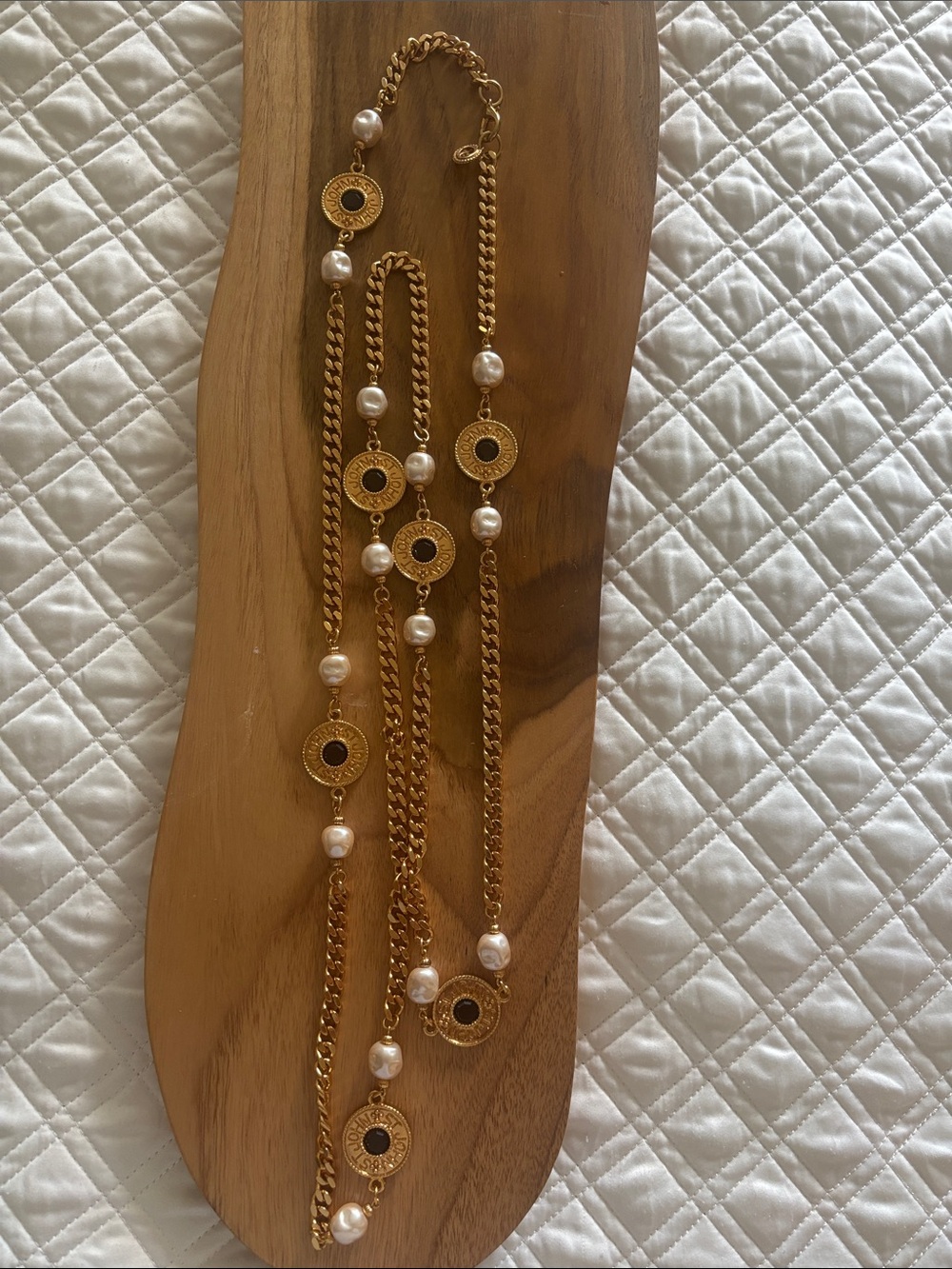 St. John vintage gold tone, faux pearl necklace